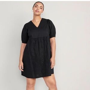 V-Neck Eyelet Sleeve Dress